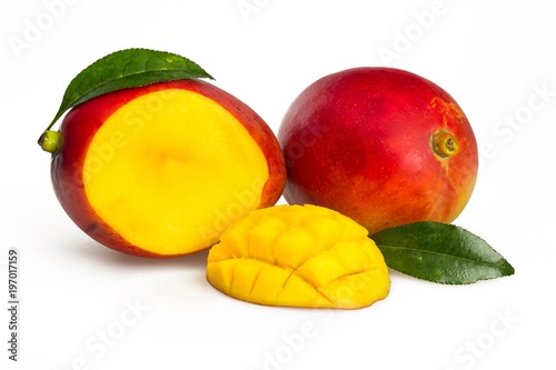 Fresh mango sliced and cubed