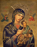 ZARAGOZA, SPAIN - MARCH 1, 2018: The painting icon of Madonna in church Iglesia del Perpetuo Socorro by pater Jesus Faus (1953 - 1959).