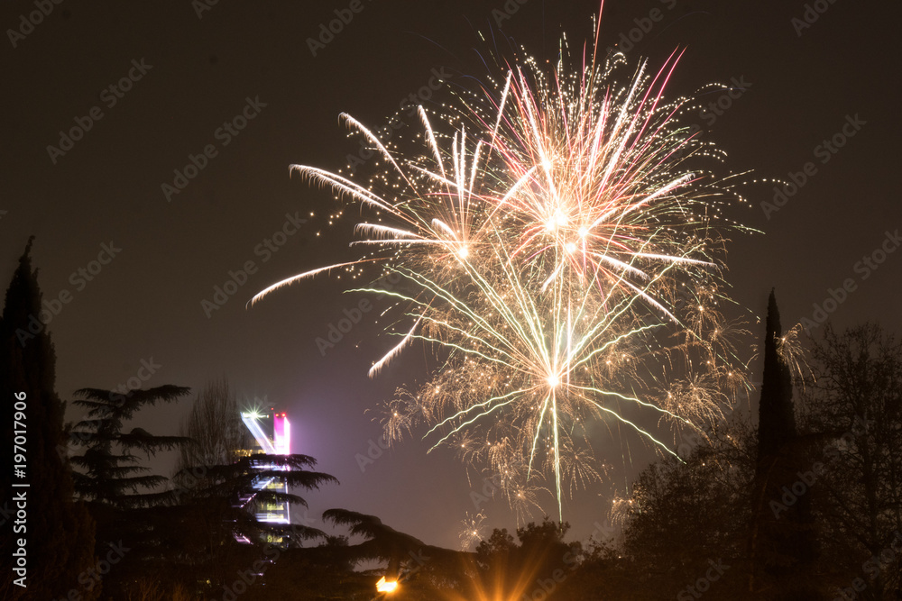 tbilisi, georgia, new year's eve, fireworks, long exposure