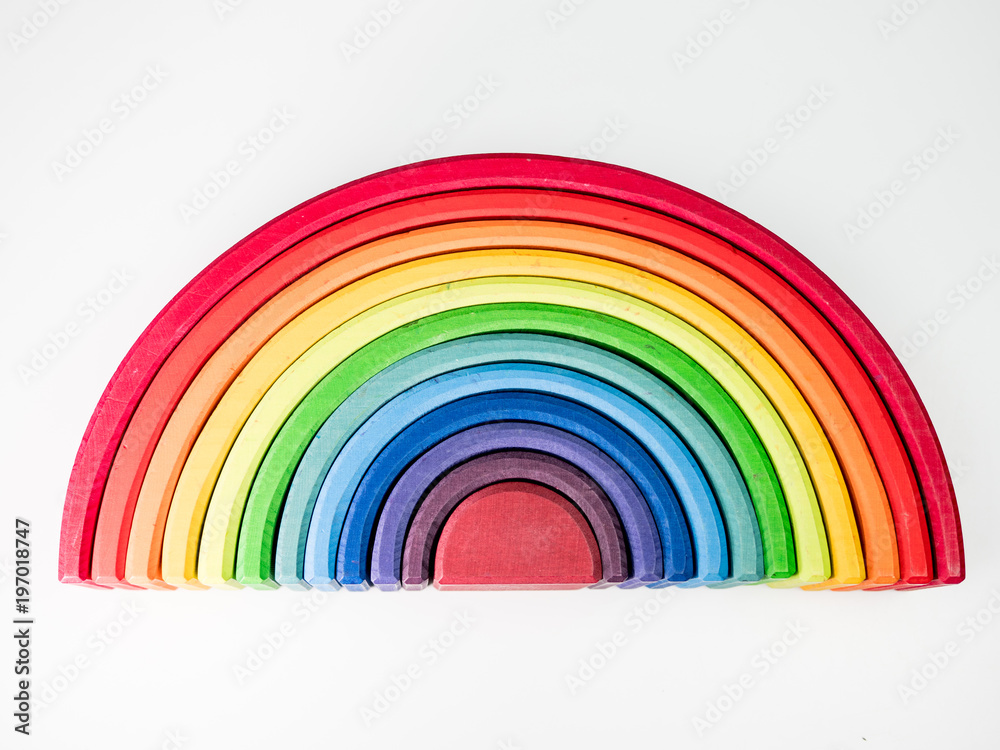 Obraz premium wooden toys, childrens rainbow, rainbow, rainbow toy