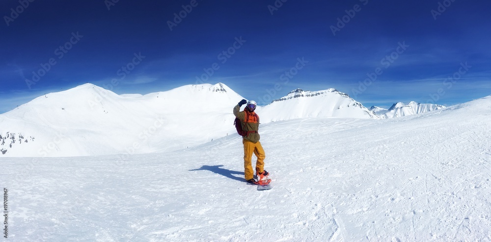 a young snowboarder in the resort of Gudauri