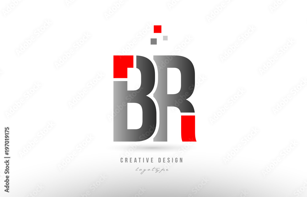 red grey alphabet letter br b r logo combination icon design - obrazy, fototapety, plakaty 