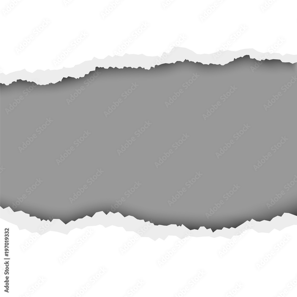Vector torn hole in white sheet of paper with gray background. Template paper design. Vector torn hole in white sheet of paper with gray background. Template paper design.