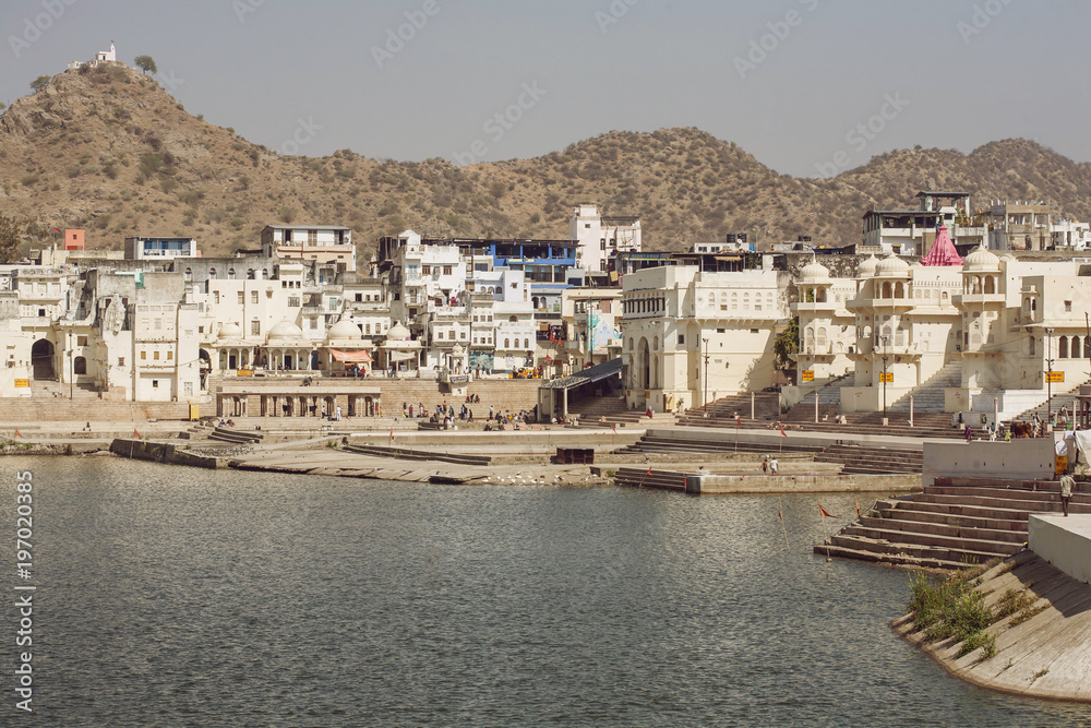 Pushkar holy lake in Pushkar city, Rajasthan, India