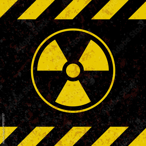 Sign of radiation. A plate in the style of grunge. Vector illustration