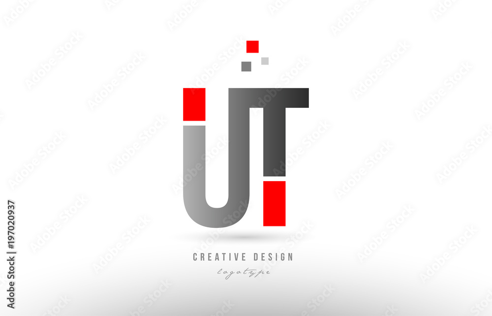 red grey alphabet letter ut u t logo combination icon design red grey alphabet letter ut u t logo combination icon design