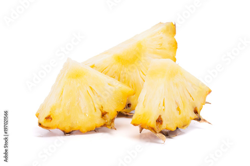 Sliced tasty pineapple fruit isolated on white background