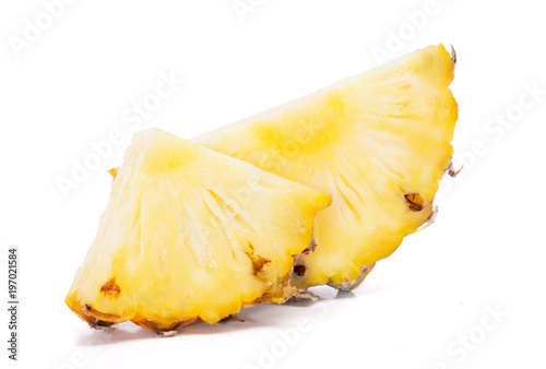 Sliced tasty pineapple fruit isolated on white background