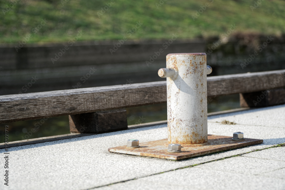 Mooring bollard for river boat, steel post for moorings Mooring bollard for river boat, steel post for moorings