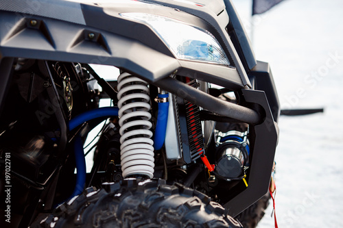 Atv Quad bike  close-up of details  headlights  shock absorber.