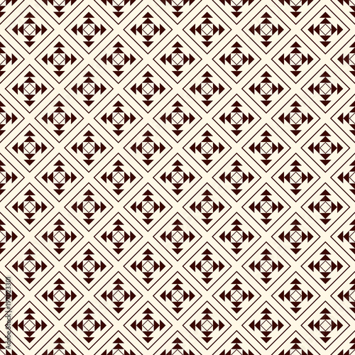 Simple modern print with arrows motif. Minimalist geometric outline seamless pattern. Checked abstract background.