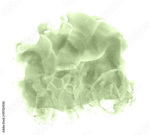 Abstract watercolor background hand-drawn on paper. Volumetric smoke elements. Nile Green color. For design, websites, card, text, decoration, surfaces.