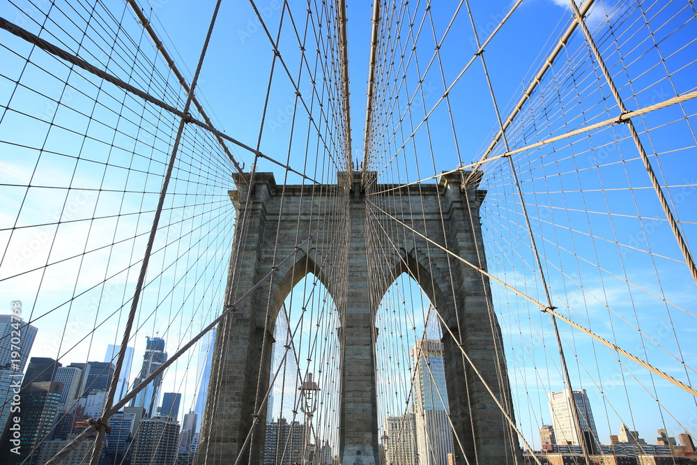 Fototapeta premium Brooklyn bridge ,wide range low angle with good weather