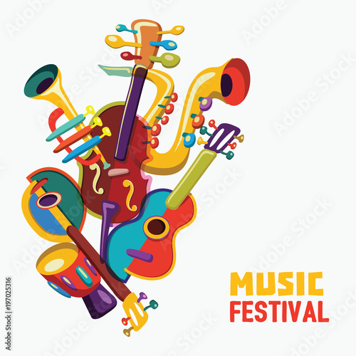 Music festival. Colorful music background. Vector illustration