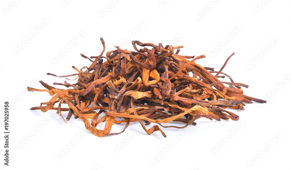 Fototapeta premium dried day lily flower on white background