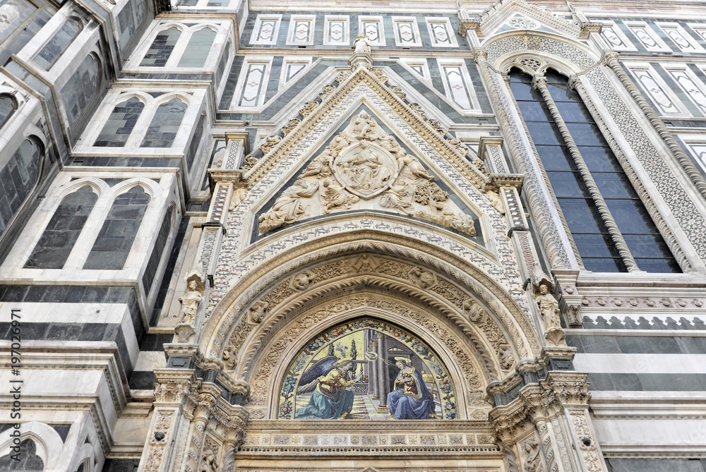Detail, Fassade, Cattedrale di Santa Maria del Fiore, Kathedrale Santa Maria del Fiore, Kathedrale von Florenz, Florenz, Toscana, Italien, Europa
