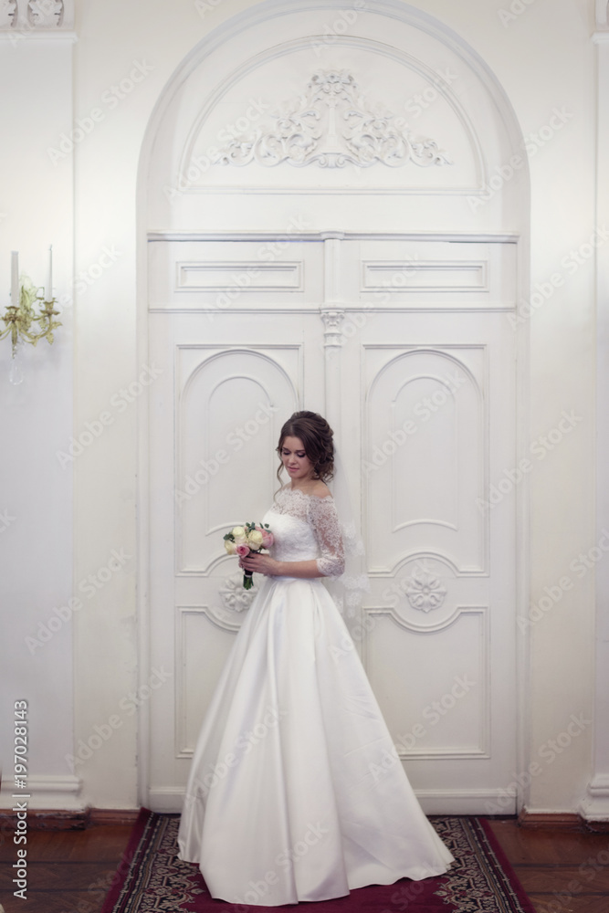 portrait of the bride next to the beautiful door portrait of the bride next to the beautiful door