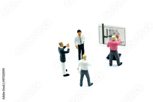 Miniature people : Business Group Meeting Discussion Strategy Working Concept.