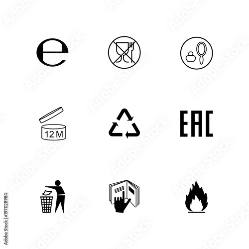 Set of icons for cosmetics packaging. Vector