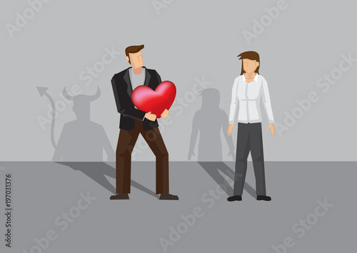 Devil in Disguise in Love and Relationship Cartoon Vector Illustration