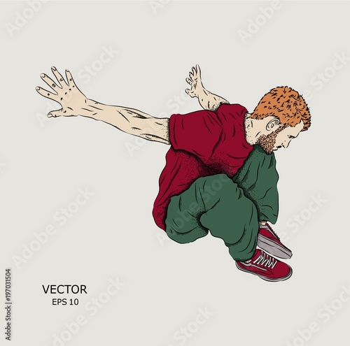 Parkour Jumping man. Outdoor sport. Vector illustration