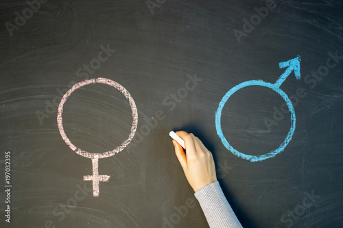The female gender symbol is equal to the male concept of gender equality