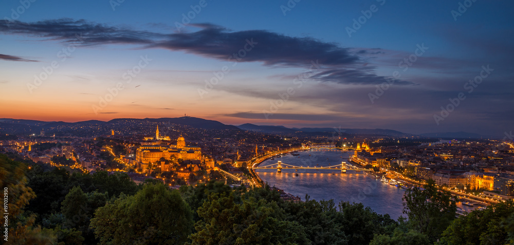 View of Budapest in Hungary at night