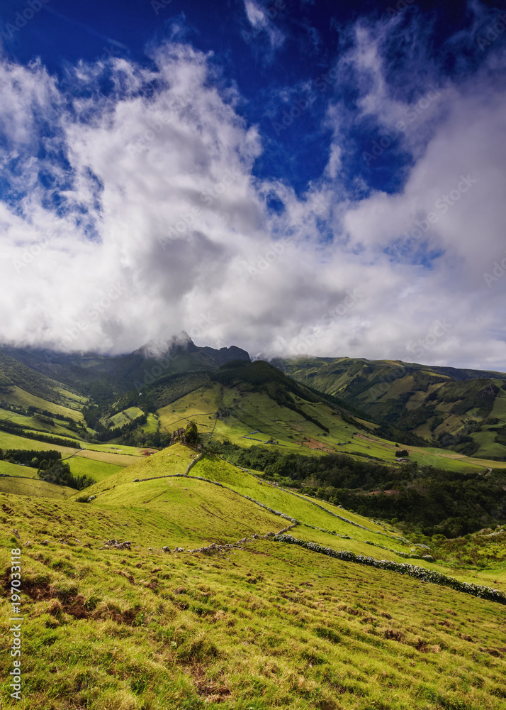 Landscape of Flores Island, Azores, Portugal Landscape of Flores Island, Azores, Portugal