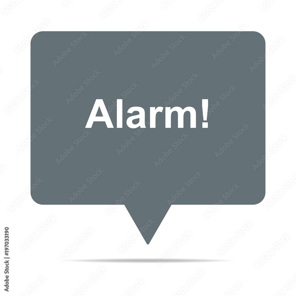Graue Sprechblase mit Alarm Graue Sprechblase mit Alarm