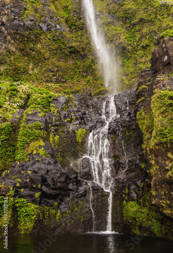 Poco do Bacalhau Waterfall  Faja Grande  Flores Island  Azores  Portugal