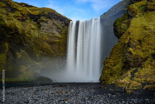 the Skogafoss waterfall in Iceland.