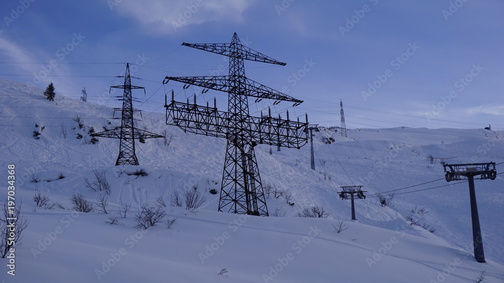 Arlberg, Vorarlberg Österreich, Strommasten Arlberg, Vorarlberg Österreich, Strommasten