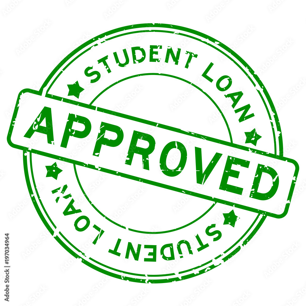 Grunge green student loan approved word round rubber seal stamp on white background Grunge green student loan approved word round rubber seal stamp on white background