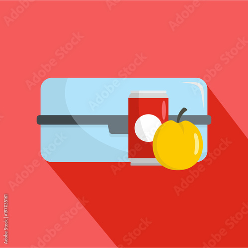 Plastic lunchbox icon. Flat illustration of plastic lunchbox vector icon for web