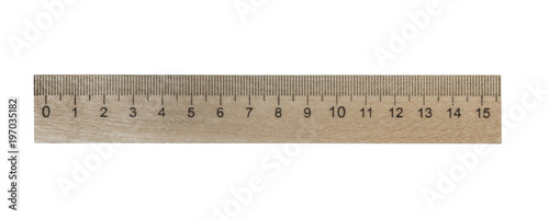 Wooden ruler isolated on white background