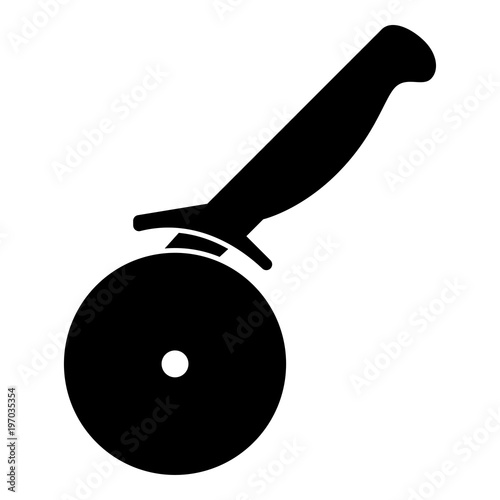 Pizza cutter ot pizza knife icon black color illustration flat style simple image