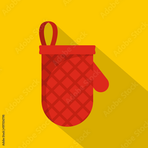 Kitchen mitten icon. Flat illustration of kitchen mitten vector icon for web