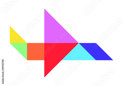 Free Download Color tangram puzzle in airplane shape on white background (Vector) - GFXLoad
