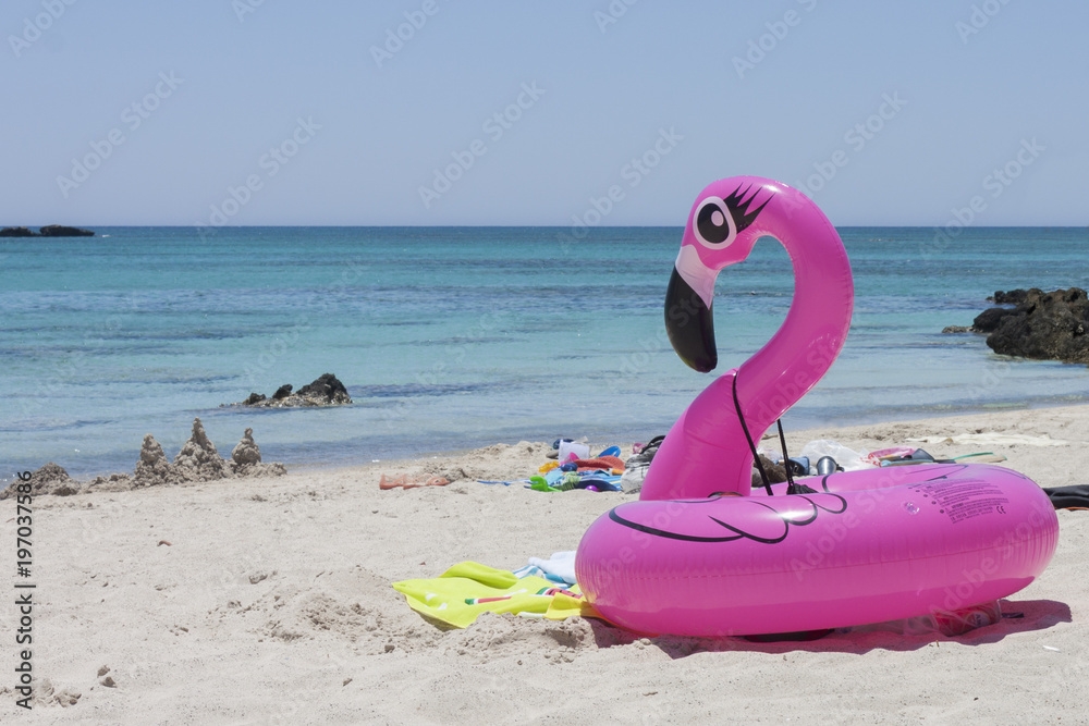 Inflatable float rubber ring in Shape of pink flamingo
