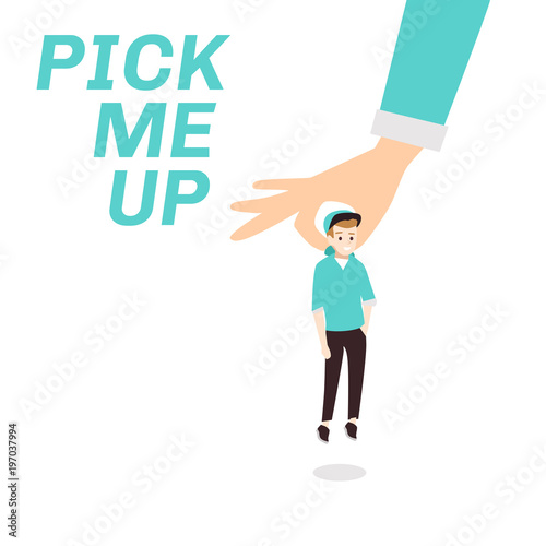pick me up flat illustration