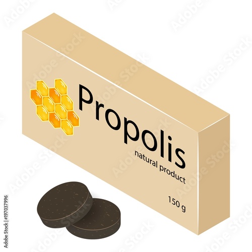 Propolis pill icon. Isometric illustration of propolis pill vector icon for web