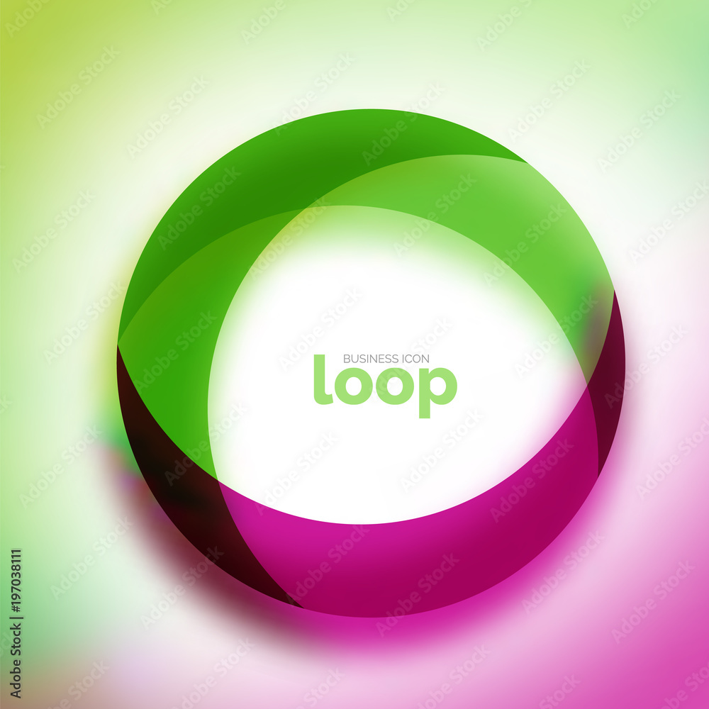 Loop circle business icon, created with glass transparent color shapes Loop circle business icon, created with glass transparent color shapes