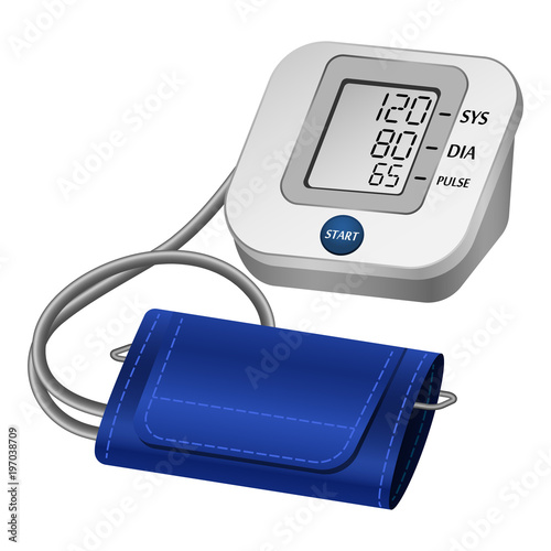 Digital tonometer mockup. Realistic illustration of digital tonometer vector mockup for web
