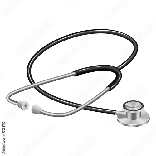 Medical stethoscope mockup. Realistic illustration of medical stethoscope vector mockup for web