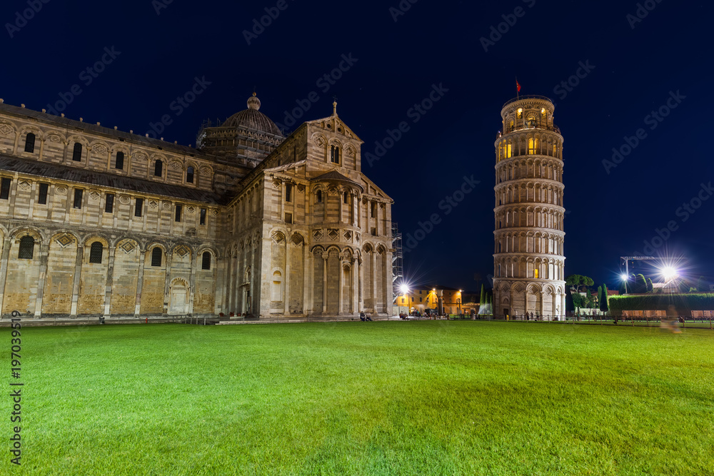 Basilica and the leaning tower in Pisa Italy