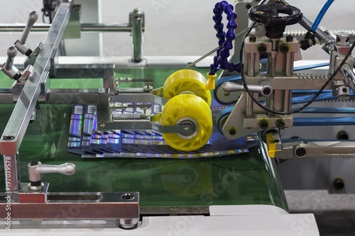 detail of a folder gluer machine