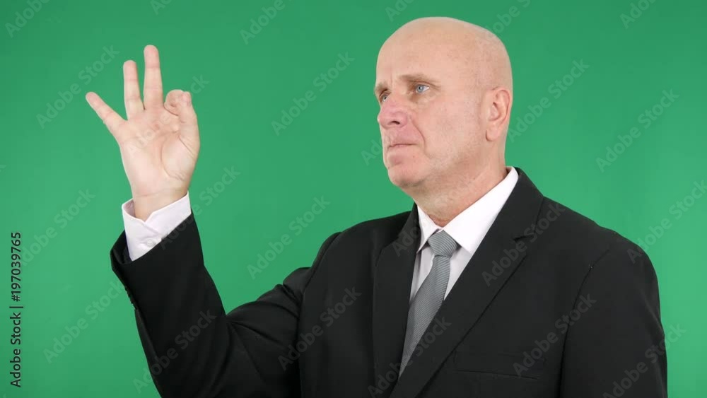 Serious Businessman Make Agree Gestures Ok Hand Sign