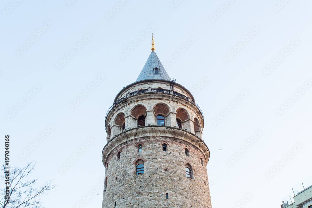 Galata Tower Against a Blue Sky