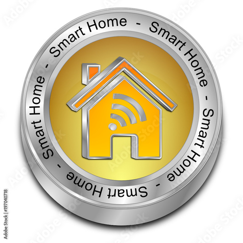 Smart Home Button - 3D illustration