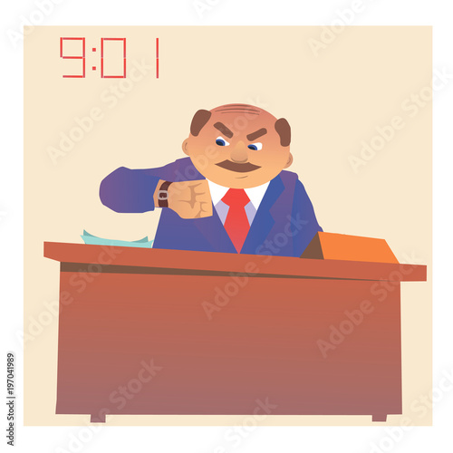 Angry boss at the table